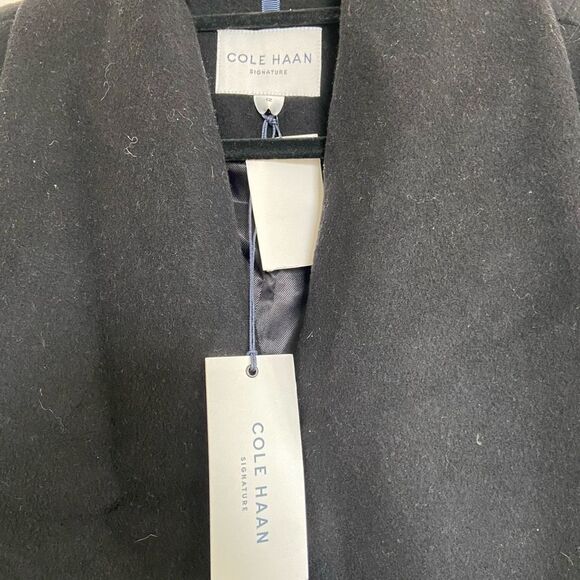 Cole Haan Wool Blend Belted Wrap Coat Black Size 12 NWT - Picture 10 of 11